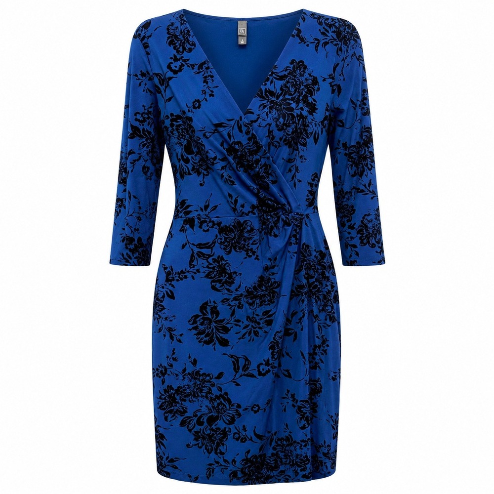 Alya Y2K Floral Burnout Faux Wrap Dress Womens Large 90s Glam Party
